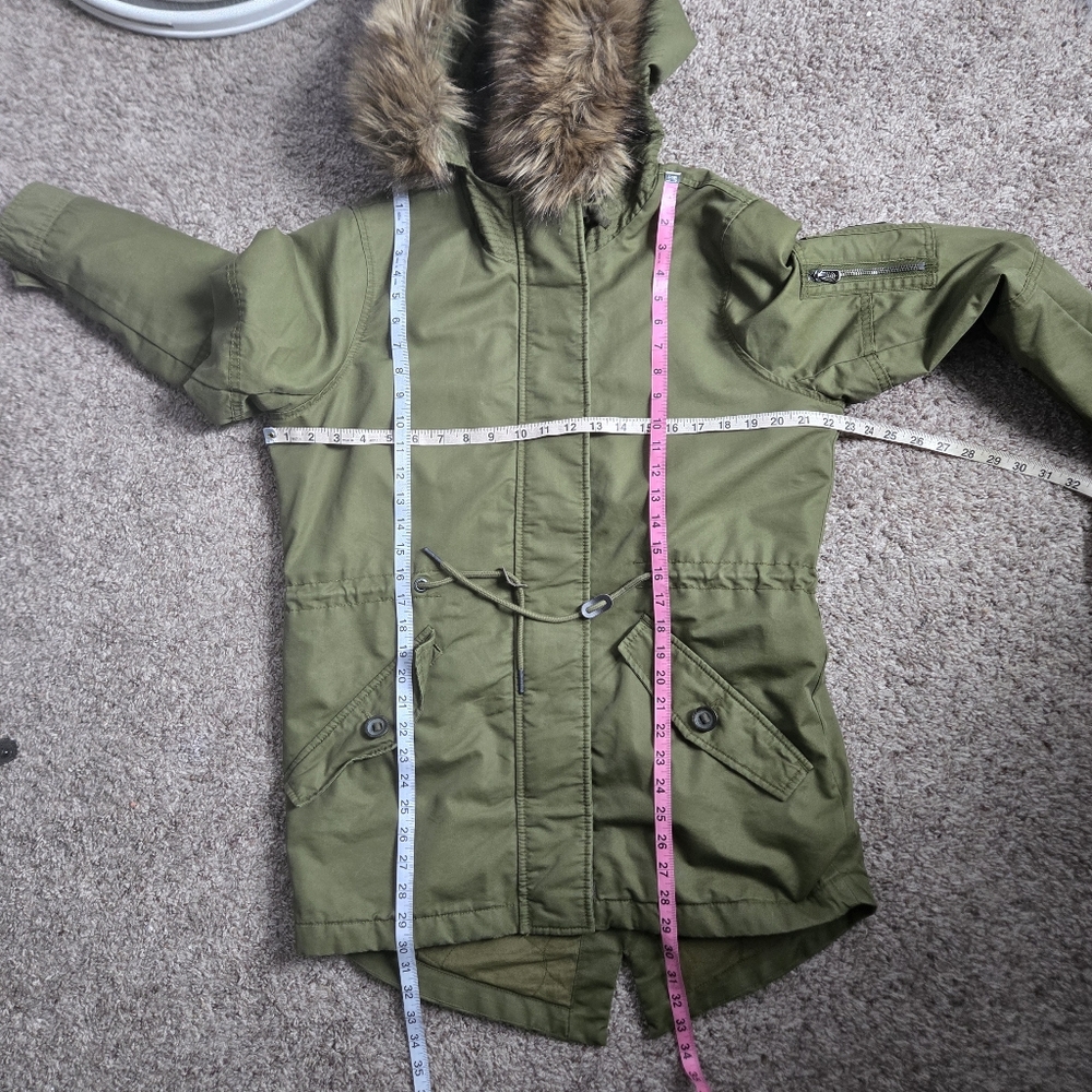 Superdry Women's Coat Size Military Fishtail Parka Coat In Army Green Size - Picture 15 of 15